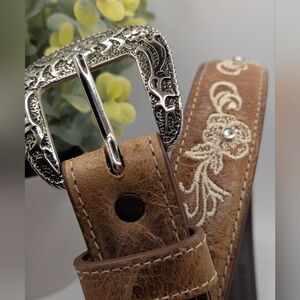 Shyanne Brown Leather Belt with Silver Buckle